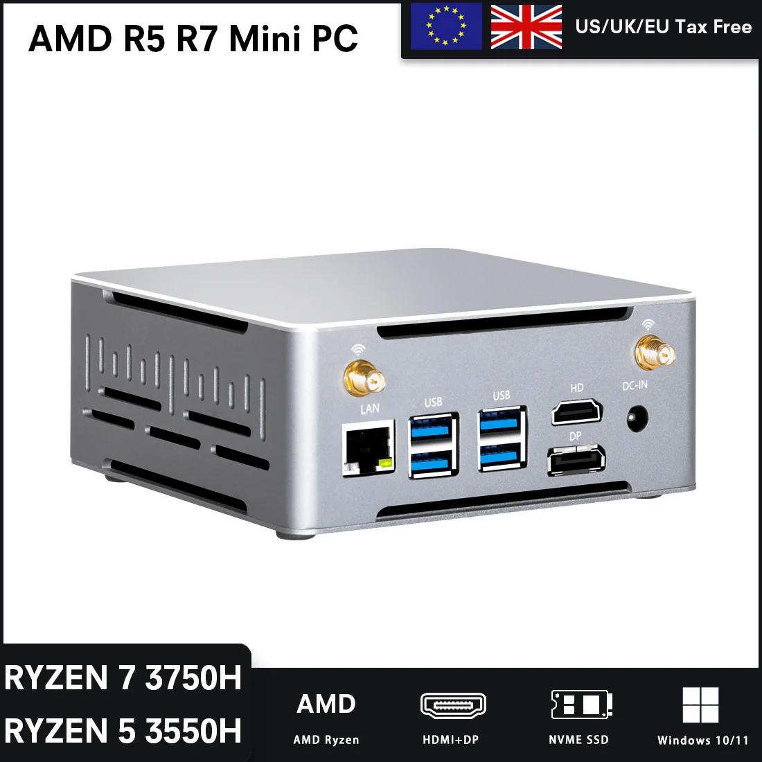 NUC AMD Ryzen 7 3700U R5 3550H  ̴ PC R3 3300U 4K HTPC HDMI DP Type-C Windows 11 ӿ ũž ǻ WiFi 6 Bluetooth